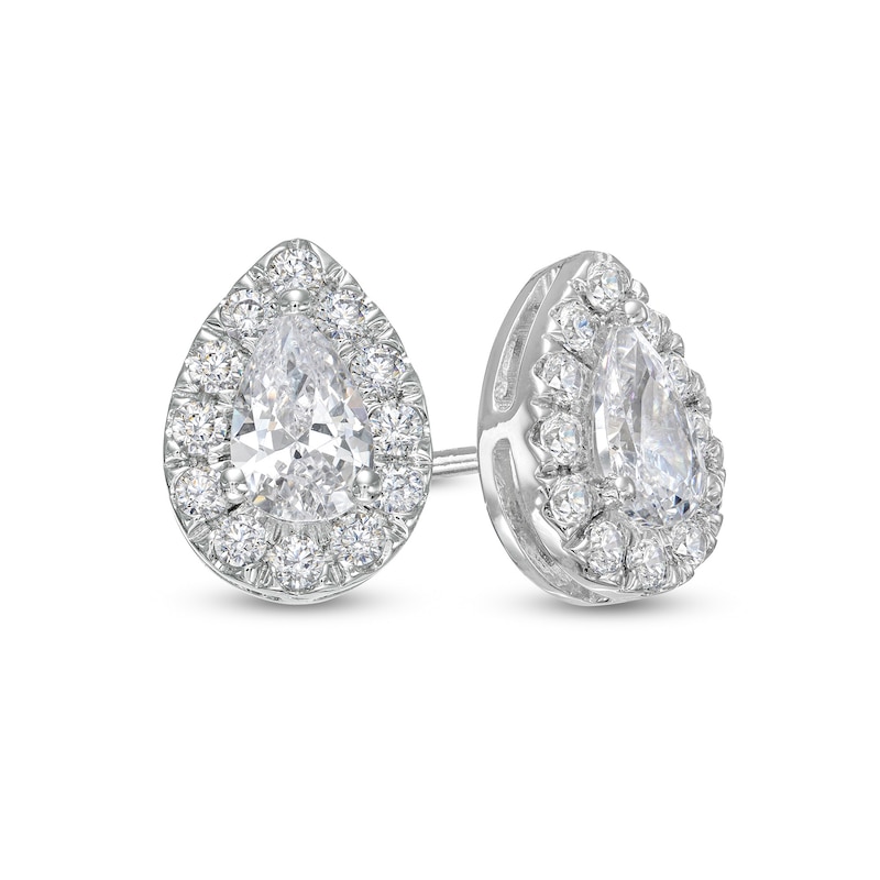 1.00 CT. T.W. Certified Pear-Shaped Lab-Created Diamond Stud Earrings in 14K White Gold (F/SI2)