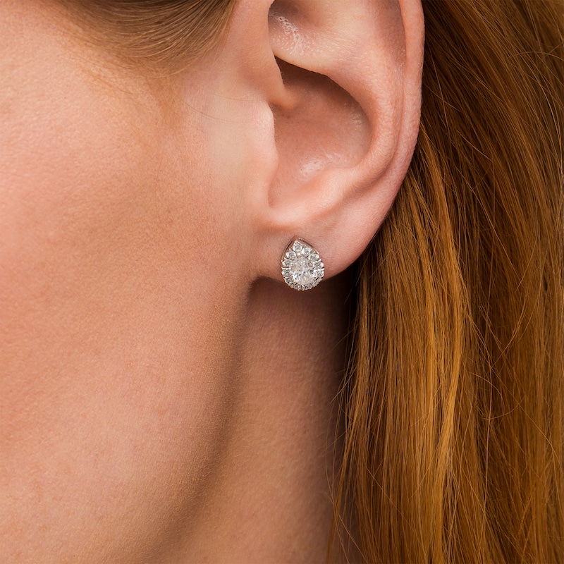 1.00 CT. T.W. Certified Pear-Shaped Lab-Created Diamond Stud Earrings in 14K White Gold (F/SI2)