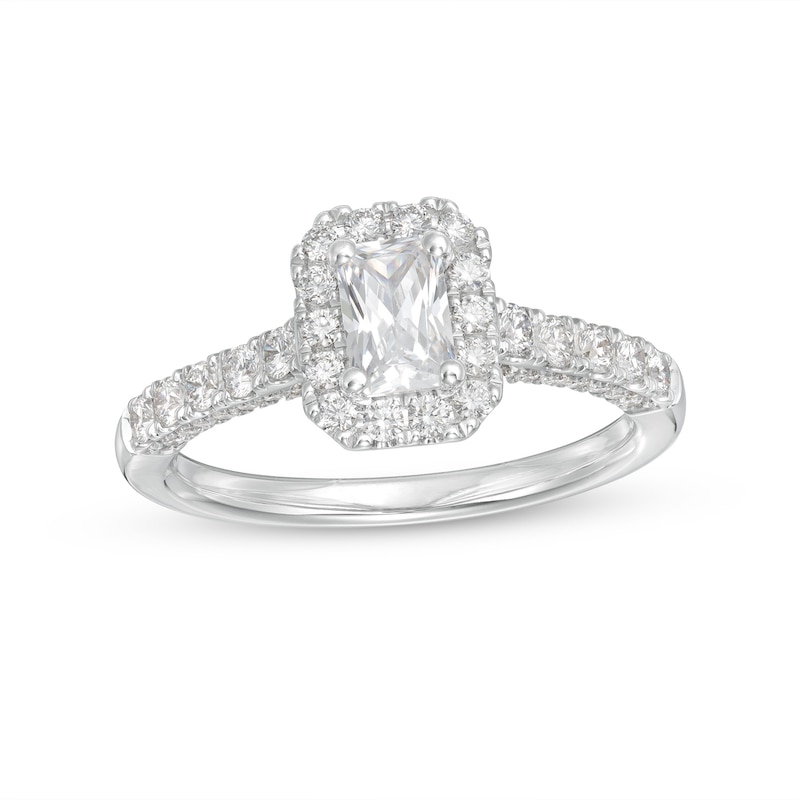 1.23 CT. T.W. GIA-Graded Emerald-Cut Diamond Frame Engagement Ring in 14K White Gold