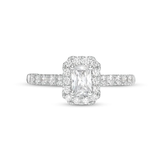 1.23 CT. T.W. GIA-Graded Emerald-Cut Diamond Frame Engagement Ring in 14K White Gold