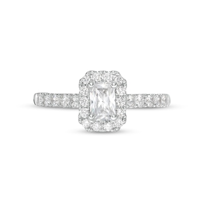 1.23 CT. T.W. GIA-Graded Emerald-Cut Diamond Frame Engagement Ring in 14K White Gold