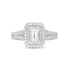 Thumbnail Image 3 of 1.18 CT. T.W. GIA-Graded Emerald-Cut Diamond Double Frame Split Shank Engagement Ring in 14K White Gold