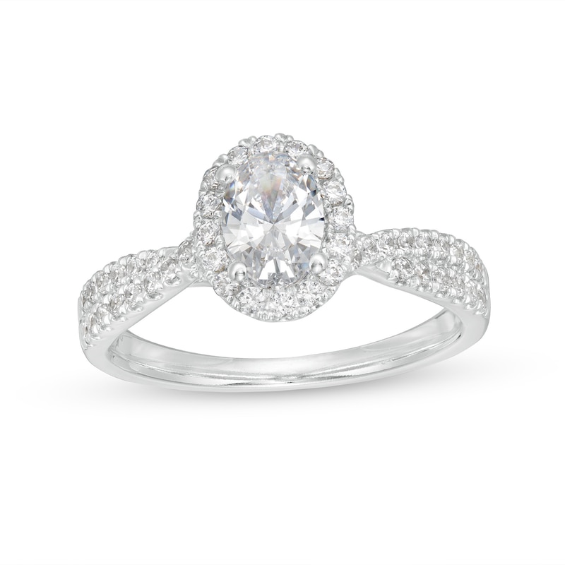 0.95 CT. T.W. GIA-Graded Oval Diamond Frame Engagement Ring in 14K White Gold|Peoples Jewellers