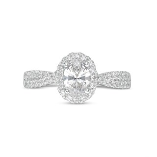 0.95 CT. T.W. GIA-Graded Oval Diamond Frame Engagement Ring in 14K White Gold