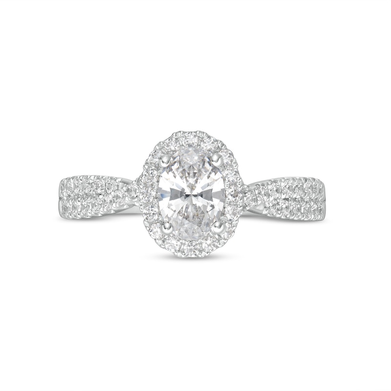 0.95 CT. T.W. GIA-Graded Oval Diamond Frame Engagement Ring in 14K White Gold