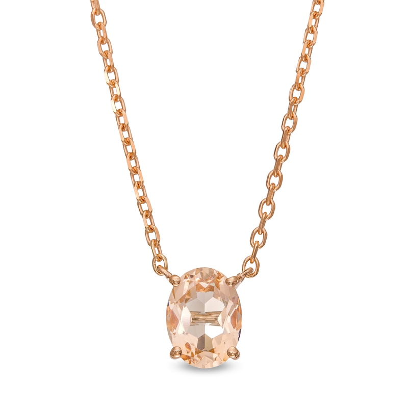 Oval Morganite Solitaire Necklace in 10K Rose Gold – 19"
