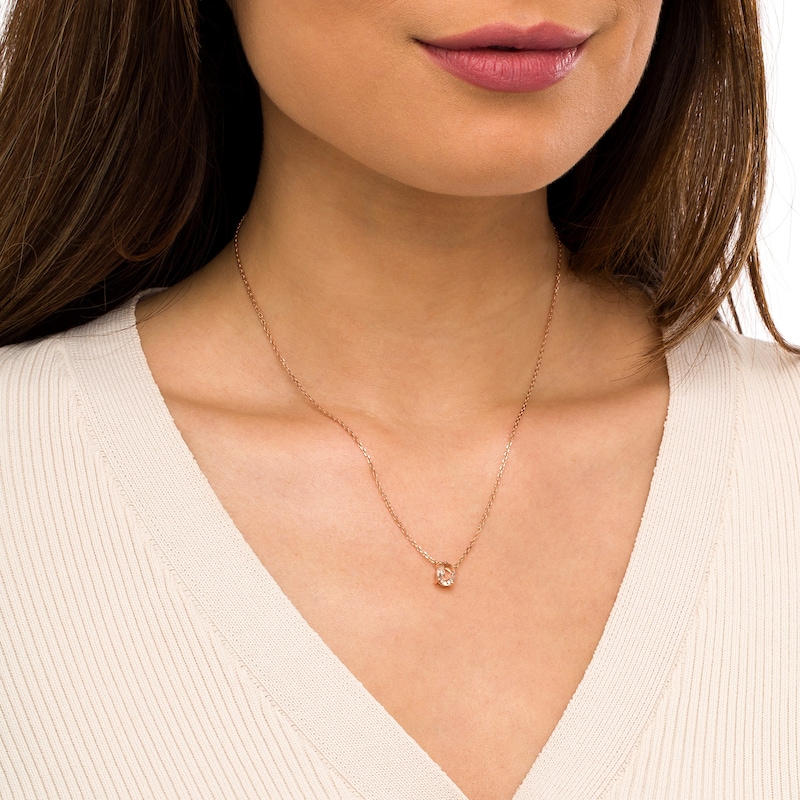 Oval Morganite Solitaire Necklace in 10K Rose Gold – 19"