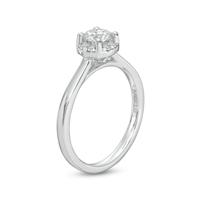 Main Image 3 of 0.62 CT. T.W. Certified Lab-Grown Diamond Frame Engagement Ring in 14K White Gold (F/SI2)