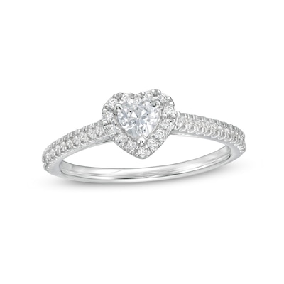 0.50 CT. T.W. Heart-Shaped Diamond Frame Engagement Ring in 14K White Gold