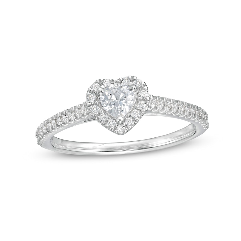 0.50 CT. T.W. Heart-Shaped Diamond Frame Engagement Ring in 14K White Gold