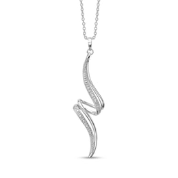 Diamond Accent Zig-Zag Ribbon Pendant in Sterling Silver