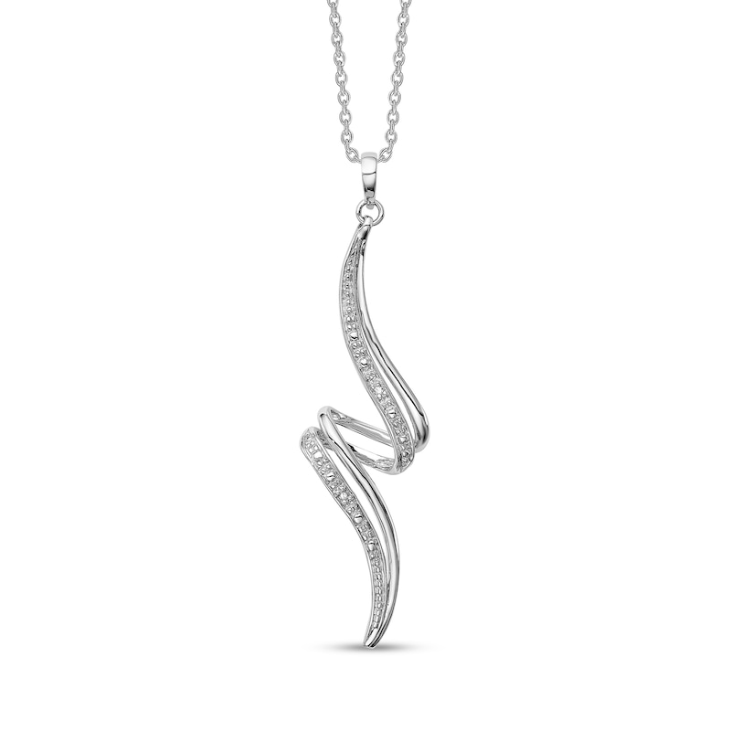 Diamond Accent Zig-Zag Ribbon Pendant in Sterling Silver|Peoples Jewellers