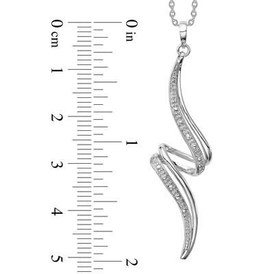 Diamond Accent Zig-Zag Ribbon Pendant in Sterling Silver