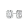 Thumbnail Image 0 of 1.00 CT. T.W. Certified Emerald-Cut Lab-Created Diamond Frame Stud Earrings in 14K White Gold (F/SI2)