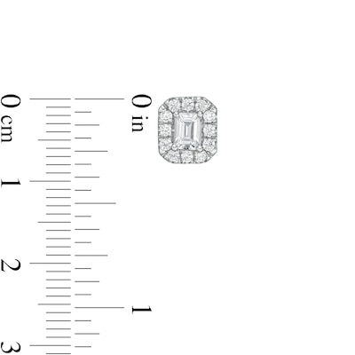 1.00 CT. T.W. Certified Emerald-Cut Lab-Created Diamond Frame Stud Earrings in 14K White Gold (F/SI2)