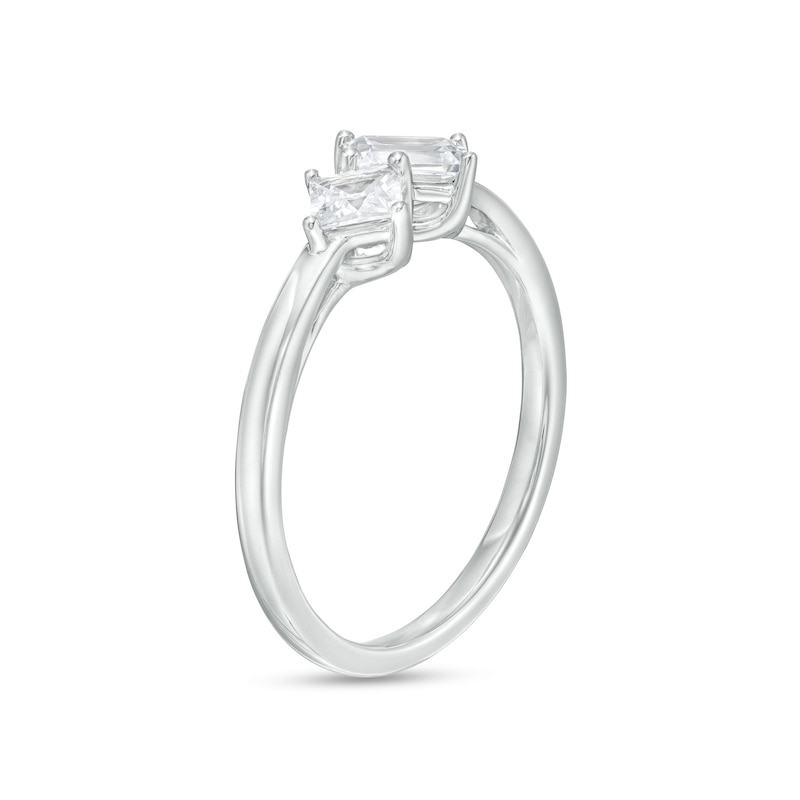 0.75 CT. T.W. Emerald-Cut and Princess-Cut Diamond Duo Engagement Ring in 14K White Gold