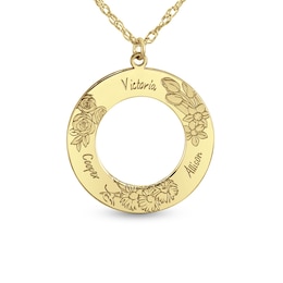 Birth Flower 25.0mm Circle Disc Pendant (1-5 Lines and Flowers)