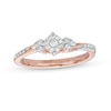 Thumbnail Image 1 of 0.20 CT. T.W. Multi-Diamond Tri-Sides Hearts Promise Ring in 10K Rose Gold