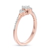 Thumbnail Image 3 of 0.20 CT. T.W. Multi-Diamond Tri-Sides Hearts Promise Ring in 10K Rose Gold
