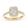Thumbnail Image 1 of 0.15 CT. T.W. Emerald-Shaped Multi-Diamond Octagonal Frame Promise Ring in 10K Gold