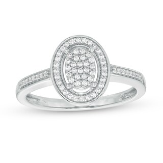 0.16 CT. T.W. Oval-Shaped Multi-Diamond Frame Promise Ring in 10K Gold