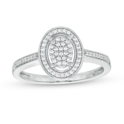 0.16 CT. T.W. Oval-Shaped Multi-Diamond Frame Promise Ring in 10K Gold