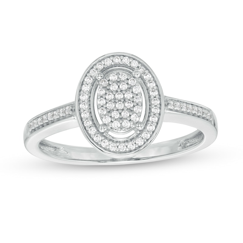 0.16 CT. T.W. Oval-Shaped Multi-Diamond Frame Promise Ring in 10K Gold|Peoples Jewellers