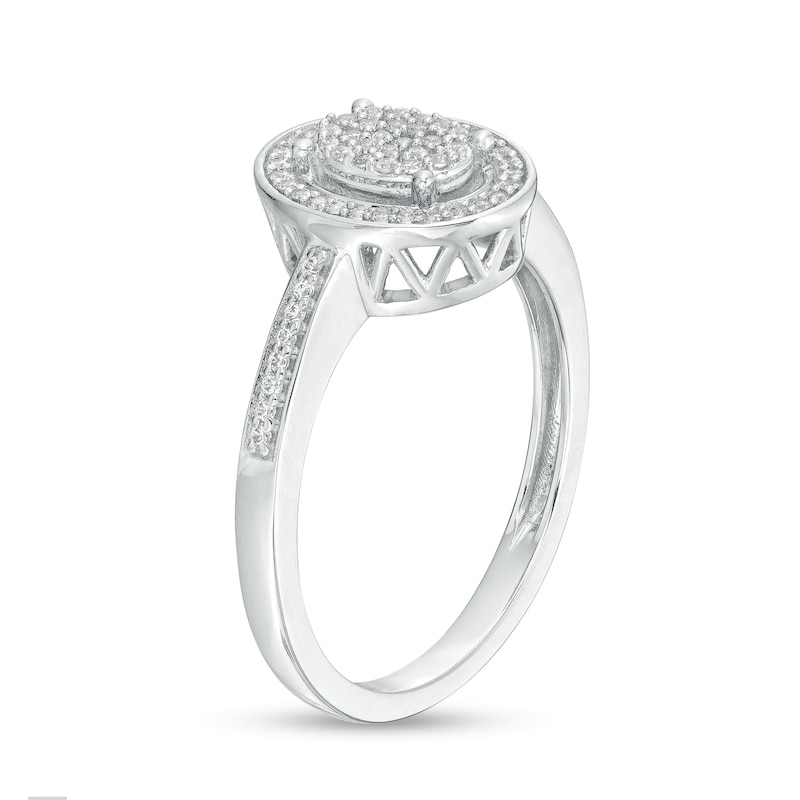 0.16 CT. T.W. Oval-Shaped Multi-Diamond Frame Promise Ring in 10K White Gold
