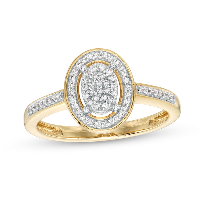 0.16 CT. T.W. Oval-Shaped Multi-Diamond Frame Promise Ring in 10K Gold