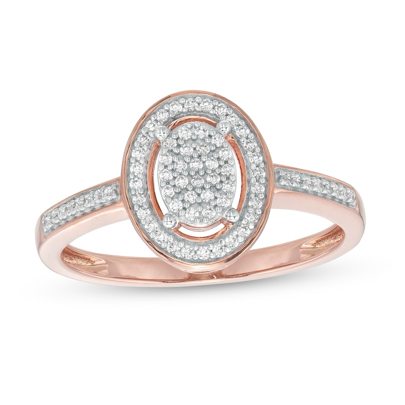 0.16 CT. T.W. Oval-Shaped Multi-Diamond Frame Promise Ring in 10K Rose Gold