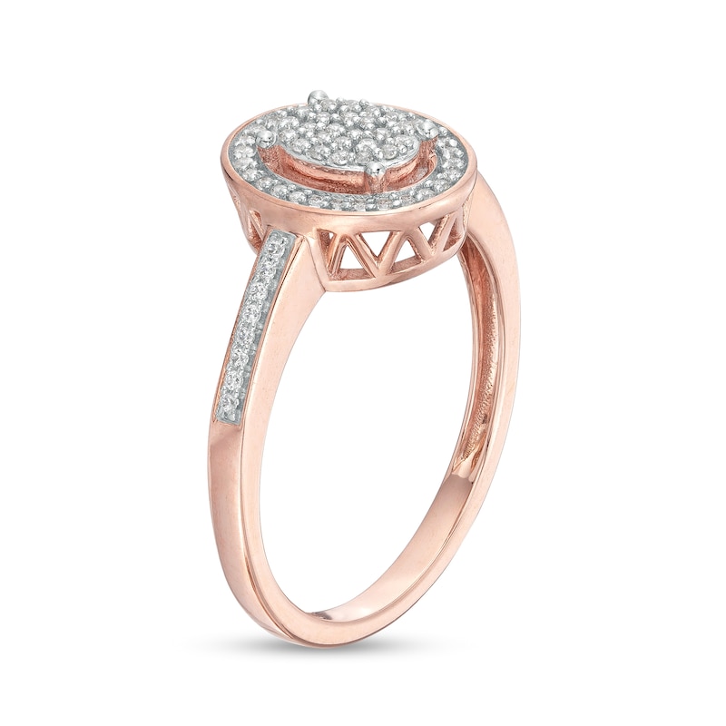 0.16 CT. T.W. Oval-Shaped Multi-Diamond Frame Promise Ring in 10K Rose Gold
