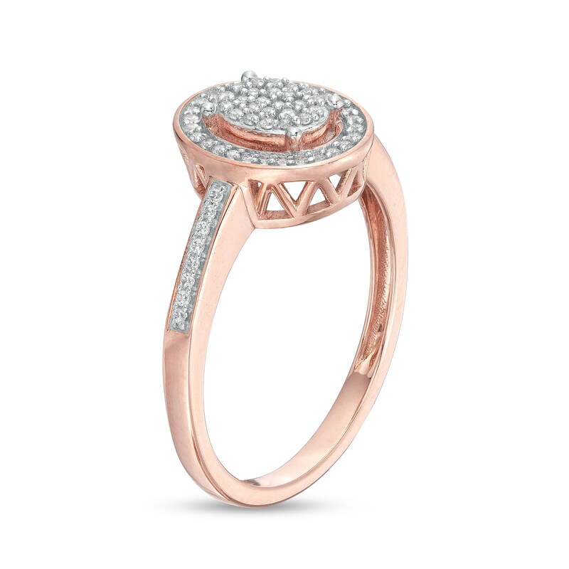 Main Image 3 of 0.16 CT. T.W. Oval-Shaped Multi-Diamond Frame Promise Ring in 10K Rose Gold