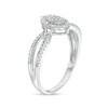Thumbnail Image 2 of 0.07 CT. T.W. Marquise-Shaped Multi-Diamond Frame Twisted Split Shank Promise Ring in 10K White Gold