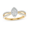Thumbnail Image 0 of 0.07 CT. T.W. Marquise-Shaped Multi-Diamond Frame Twisted Split Shank Promise Ring in 10K Gold