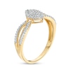 Thumbnail Image 2 of 0.07 CT. T.W. Marquise-Shaped Multi-Diamond Frame Twisted Split Shank Promise Ring in 10K Gold