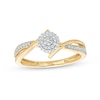 Thumbnail Image 1 of 0.15 CT. T.W. Multi-Diamond Bypass Crossover Split Shank Promise Ring in 10K Gold