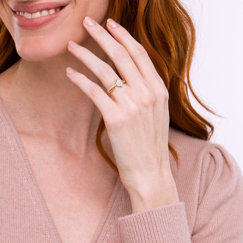 Main Image 2 of 0.15 CT. T.W. Multi-Diamond Bypass Crossover Split Shank Promise Ring in 10K Gold