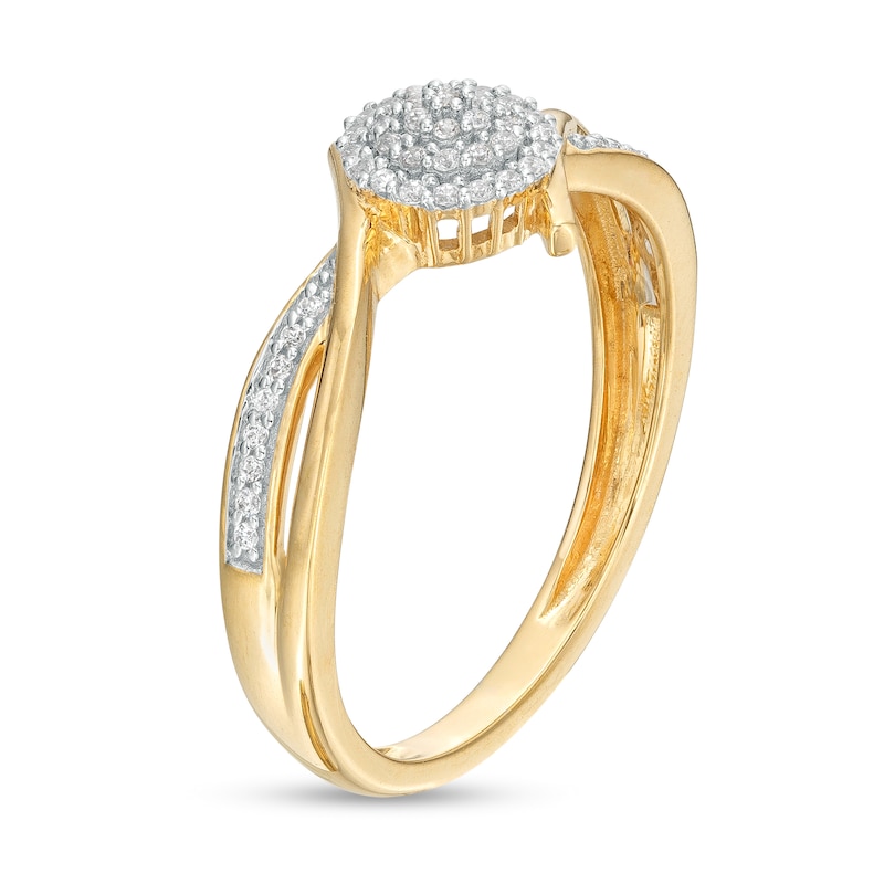 Main Image 3 of 0.15 CT. T.W. Multi-Diamond Bypass Crossover Split Shank Promise Ring in 10K Gold