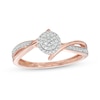Thumbnail Image 0 of 0.15 CT. T.W. Multi-Diamond Bypass Crossover Split Shank Promise Ring in 10K Rose Gold