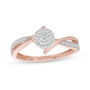 Thumbnail Image 1 of 0.15 CT. T.W. Multi-Diamond Bypass Crossover Split Shank Promise Ring in 10K Rose Gold