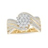Thumbnail Image 0 of 0.25 CT. T.W. Multi-Diamond Flower Bypass Multi-Row Split Shank Ring in 10K Gold