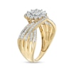 Thumbnail Image 2 of 0.25 CT. T.W. Multi-Diamond Flower Bypass Multi-Row Split Shank Ring in 10K Gold