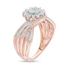 0.25 CT. T.W. Multi-Diamond Flower Bypass Multi-Row Split Shank Ring in 10K Rose Gold