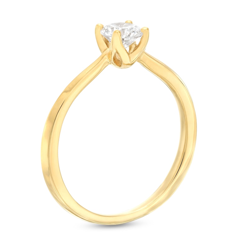 Main Image 3 of Trouvaille Collection 0.50 CT. DeBeers®-Graded Diamond Solitaire Engagement Ring in 18K Gold (F/I1)