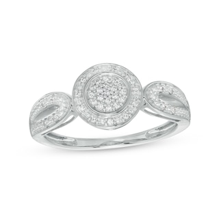 0.10 CT. T.W. Multi-Diamond Frame Loop Shank Promise Ring in 10K Gold