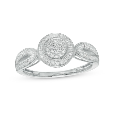0.10 CT. T.W. Multi-Diamond Frame Loop Shank Promise Ring in 10K Gold