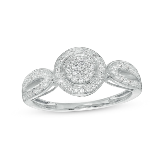 0.10 CT. T.W. Multi-Diamond Frame Loop Shank Promise Ring in 10K Gold
