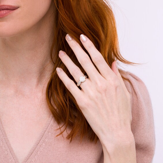 0.10 CT. T.W. Multi-Diamond Frame Loop Shank Promise Ring in 10K Gold