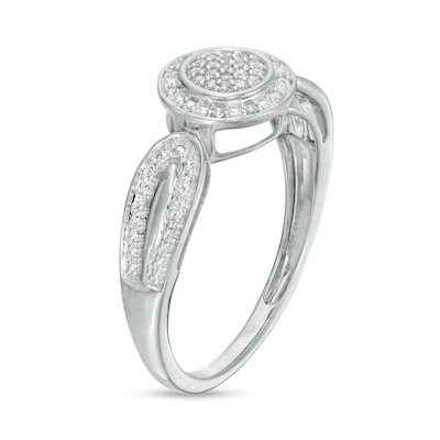 0.10 CT. T.W. Multi-Diamond Frame Loop Shank Promise Ring in 10K Gold