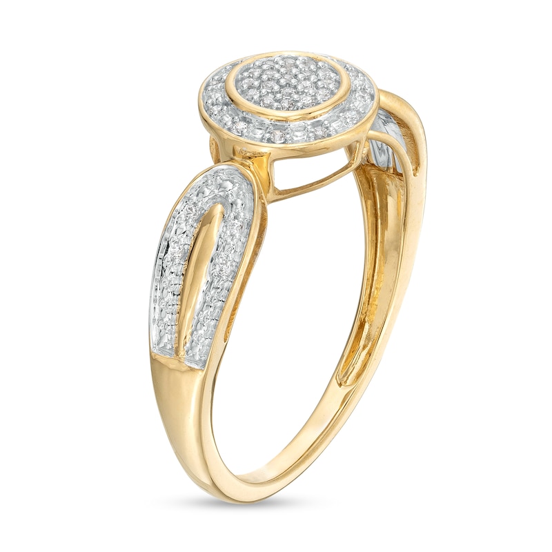 Main Image 3 of 0.10 CT. T.W. Multi-Diamond Frame Loop Shank Promise Ring in 10K Gold